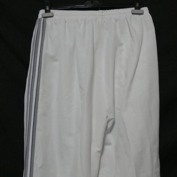 ADIDAS | 2XL | White Exercise Pants With Pockets and Grey and Blue Stripes | GUC - Picture 10 of 15